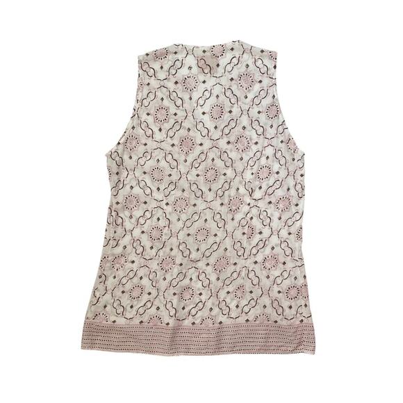 Bell Sleeveless Blouse - Top - Tank - White & Pink - Size L - Picture 2 of 4